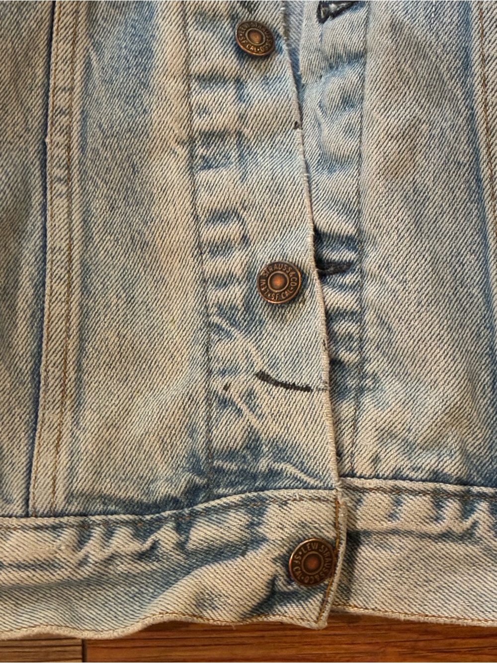 Vintage 80s Levi’s 70506 USA Denim Trucker Jacket Approx Size 40 M Distressed - Picture 13 of 15